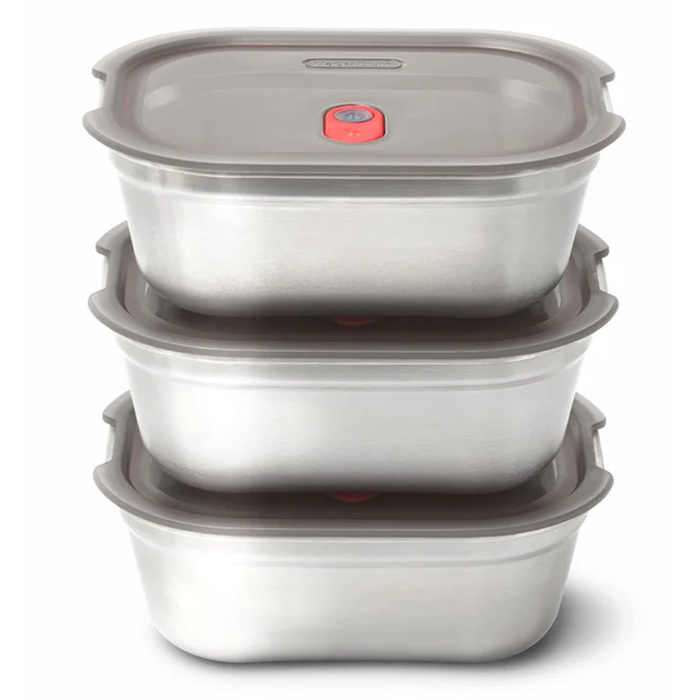 ENSEMBLE DE 3 BOÎTES ALIMENTAIRES EN ACIER INOXYDABLE (PETITES)