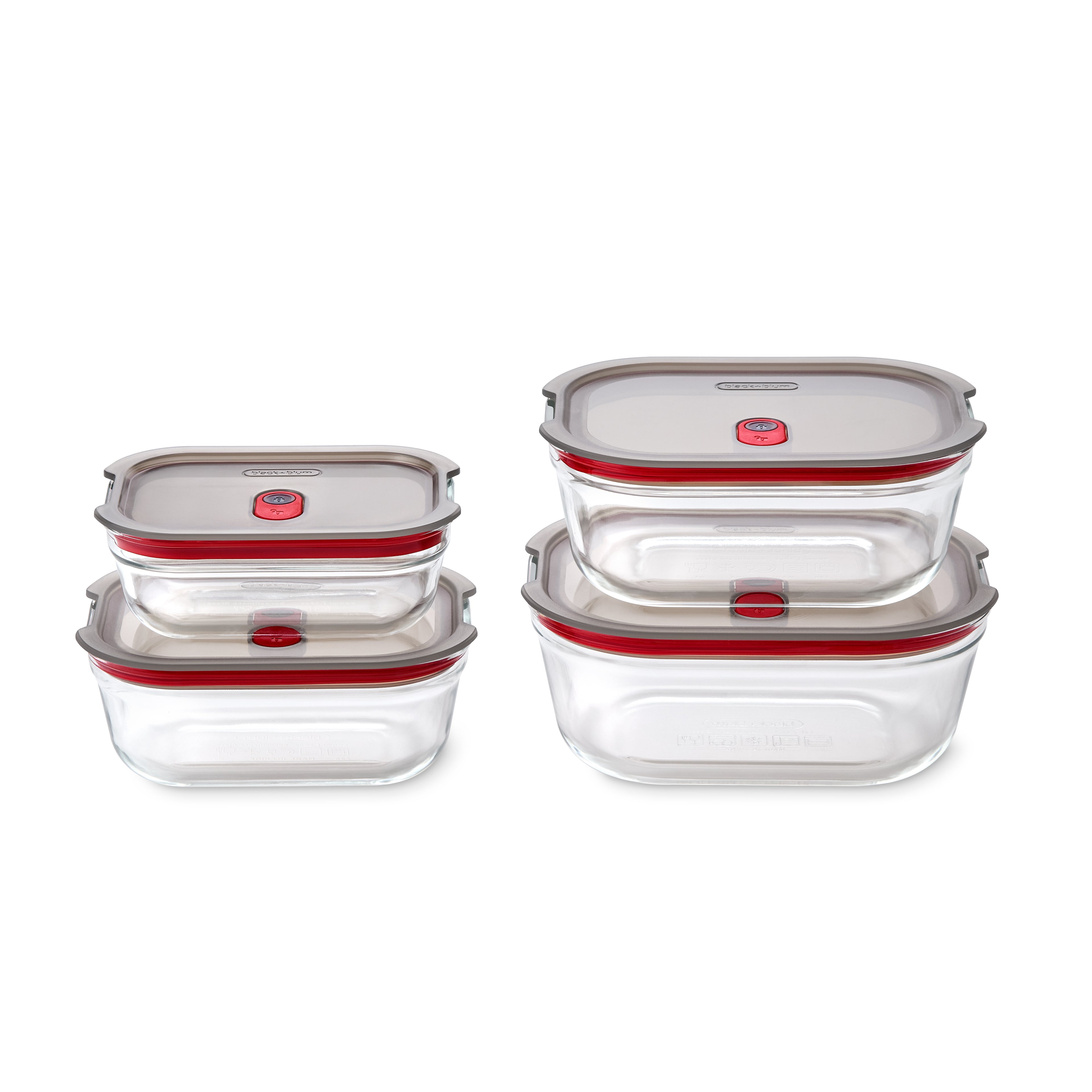 STACK+NEST GLASS FOOD CONTAINERS SET OF 4 XS/S/M/L X4