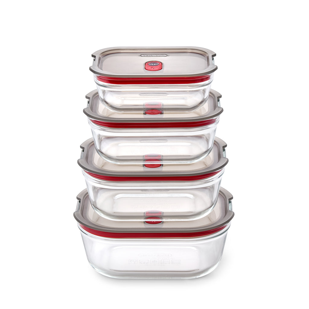 STACK+NEST GLASS FOOD CONTAINERS SET OF 4 XS/S/M/L X4