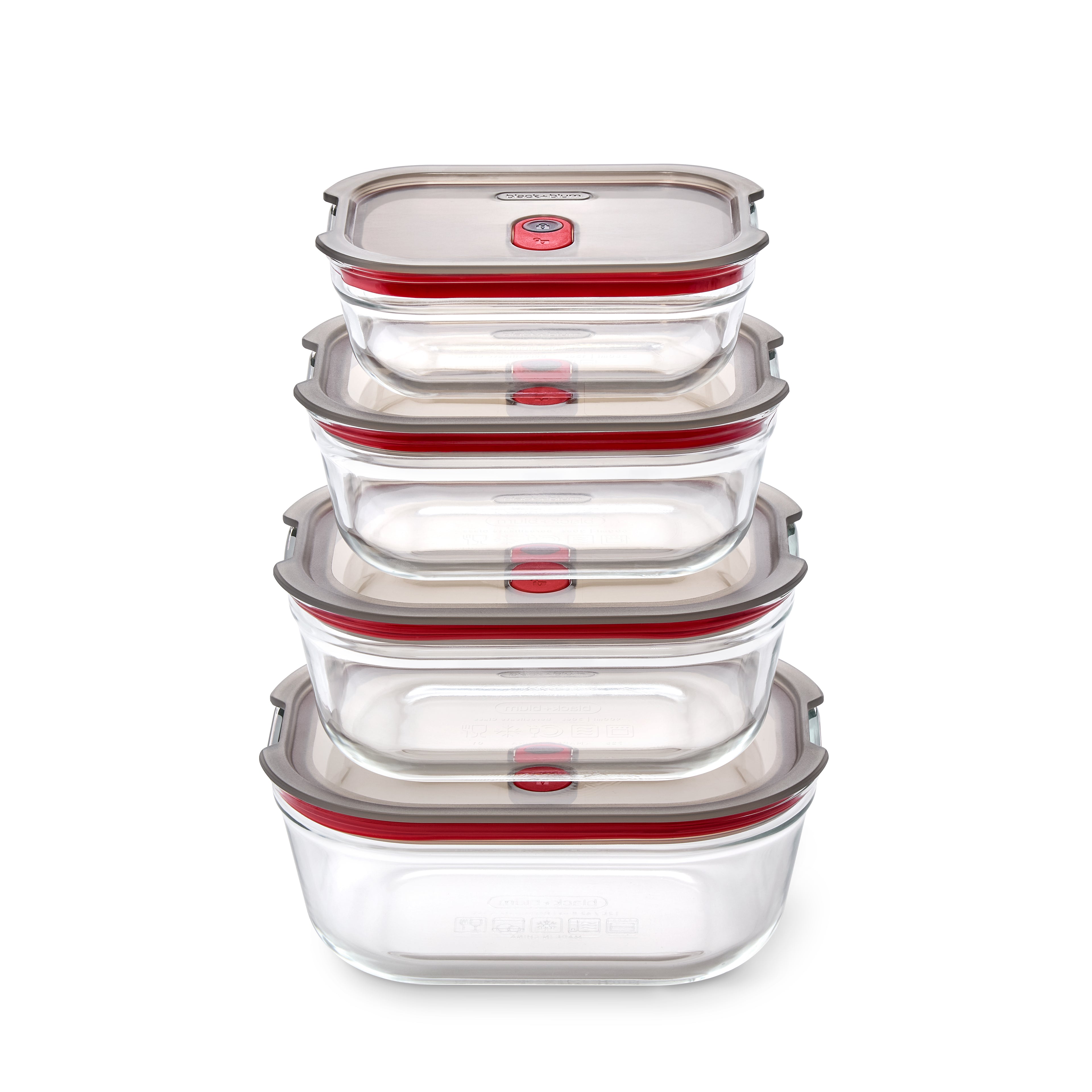 STACK+NEST GLASS FOOD CONTAINERS SET OF 4 XS/S/M/L X4