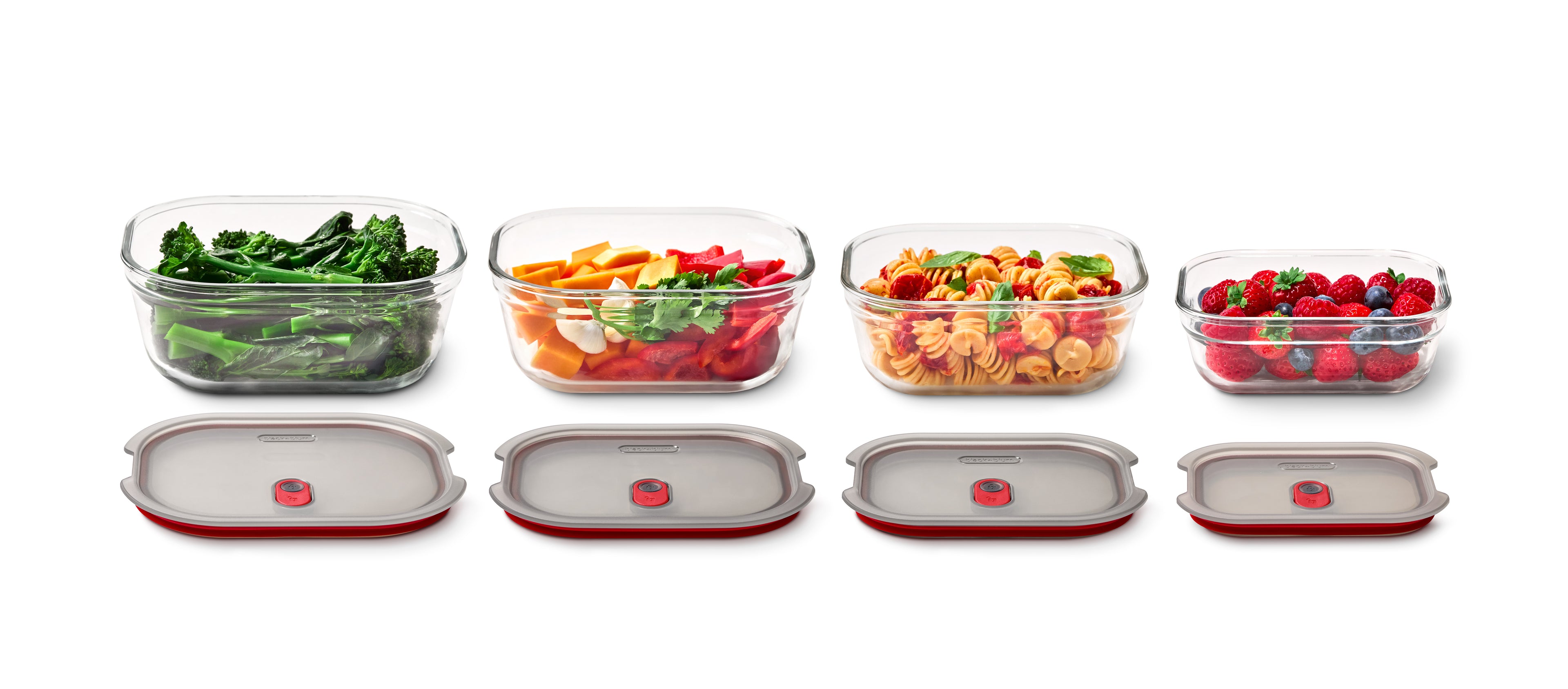 STACK+NEST GLASS FOOD CONTAINERS SET OF 4 XS/S/M/L X4
