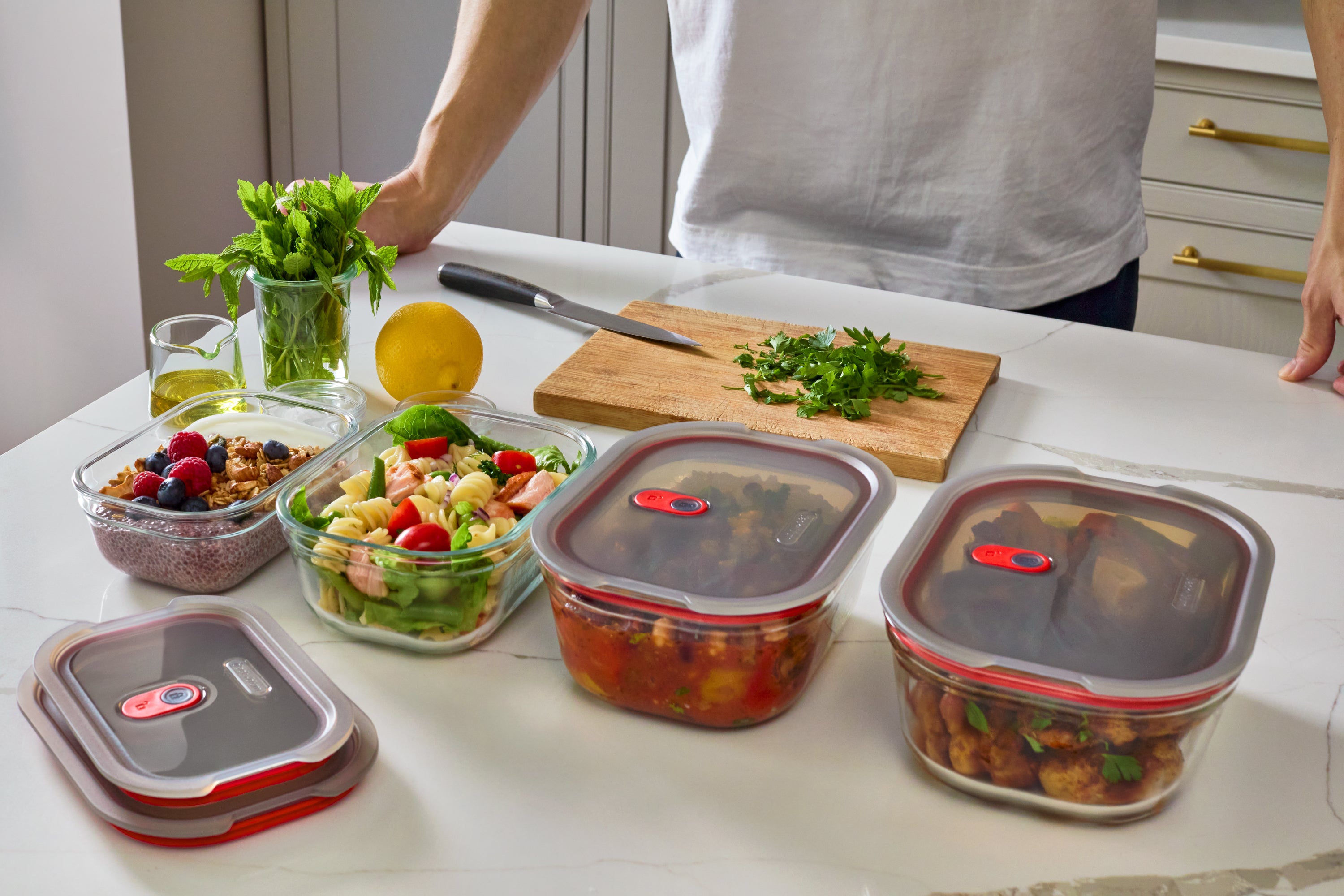 STACK+NEST GLASS FOOD CONTAINERS SET OF 4 XS/S/M/L X4