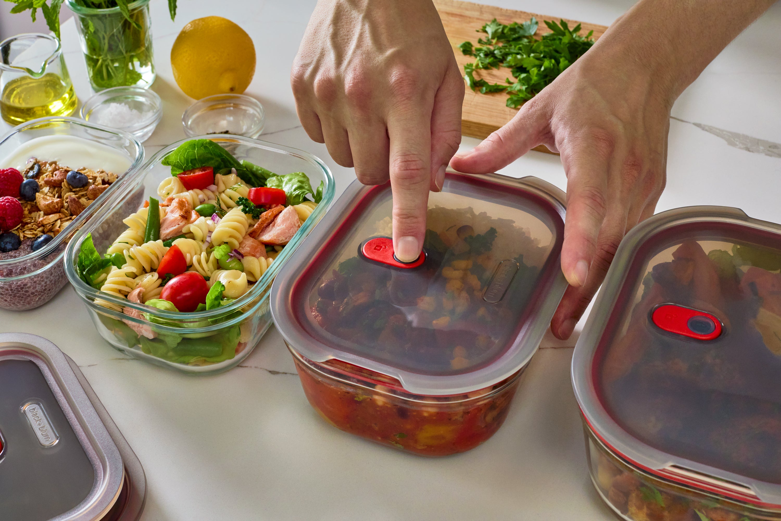 STACK+NEST GLASS FOOD CONTAINERS SET OF 4 XS/S/M/L X4